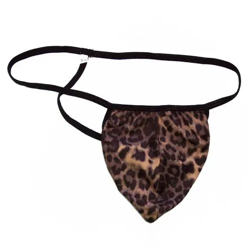 Męskie Wouch String Thong Bulge Low Rise T Powrót G522CD Faux Suede Knit Leopard Drukowane Męskie Zabawa Bielizna