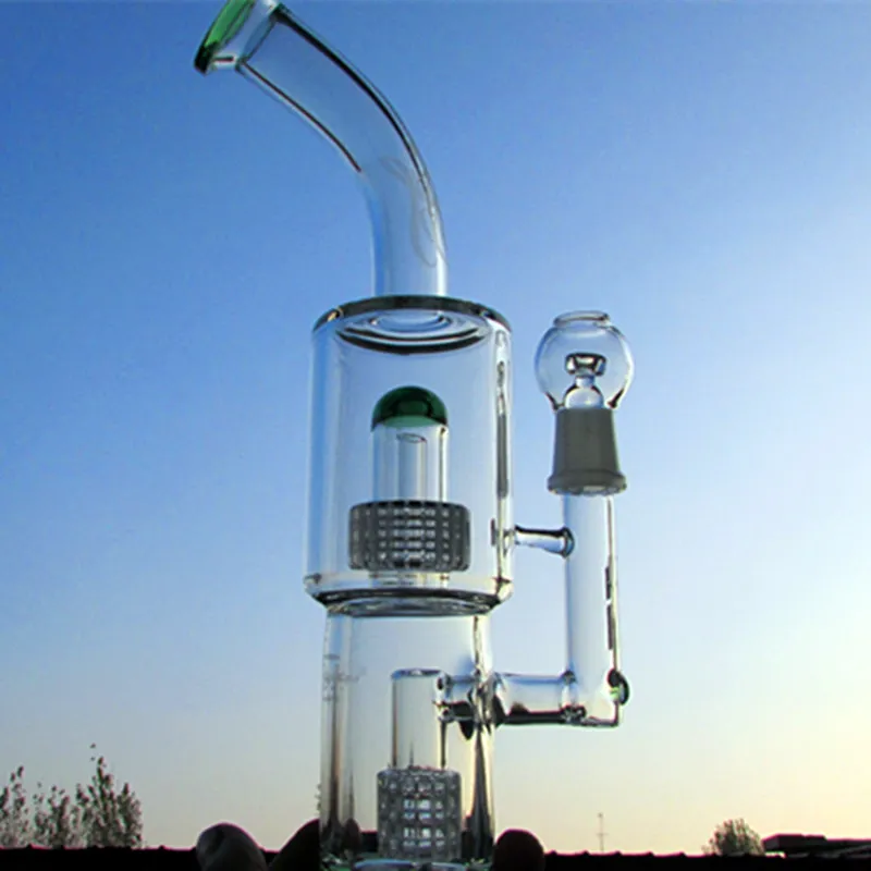 Recycleur Toro Un tel complexe de plates-formes pétrolières doubles Bongs en verre Grand tuyau d'eau Perc Fumer Piper 18mm Joint Épais Bras 32cm Hauteur