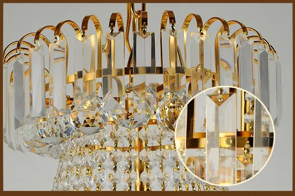 LED Modern Gold Crystal Chandeliers Lighting Fixture European Big Golden Crystal Chandelier Home Indoor Lights Pendant Lamps American Large Droplight