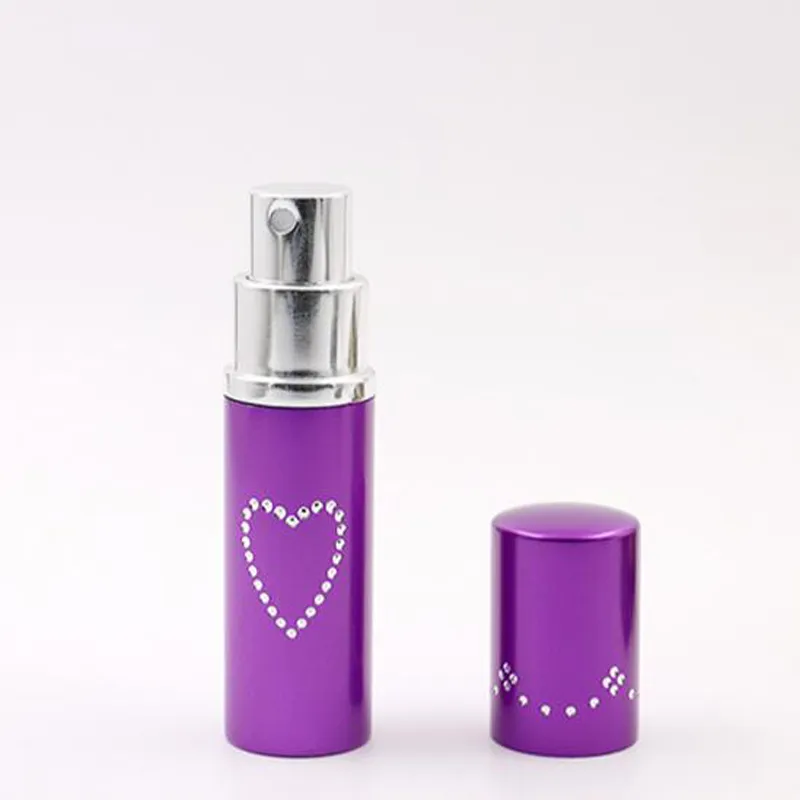 HOT 5ml Coeur Bouteilles De Parfum En Aluminium Avec Atomiseur De Pulvérisation Pour Voyage Bouchon En Aluminium Bouteille Atomiseur Parfum Huiles Essentielles Diffuseurs