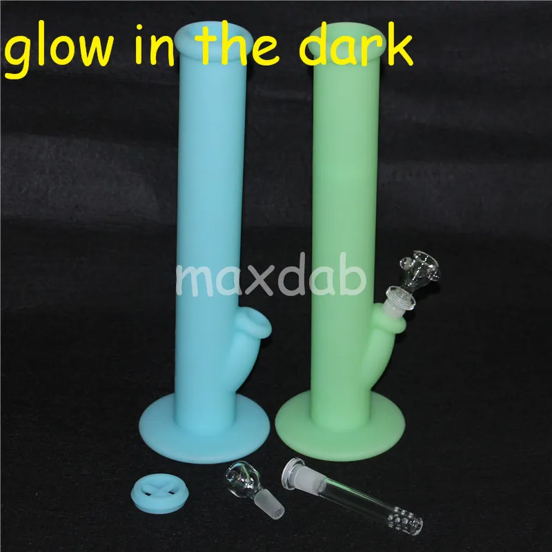 narguilés Incassable Promotionnel Silicone Fumée Pipe Verre Bong D'eau Grand Heady Oil Rig Brûleur Tuyaux brillent dans l'obscurité