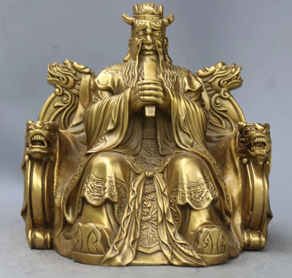 Chinois Mythe en laiton Dragão Roi Longwang Seigneur Pluie Dieu Bouddha Estátua escultura