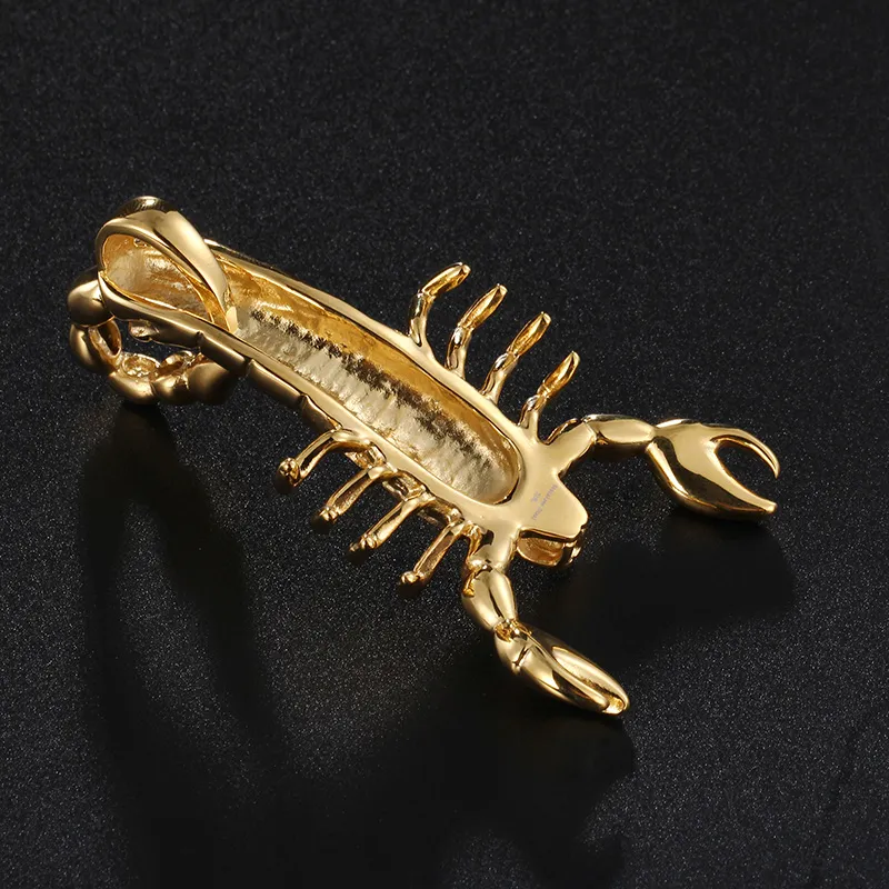 Mens coola smycken Stora rostfritt stål biker 3d skorpion hänge guld tonkedja halsband med 4mm * 22 