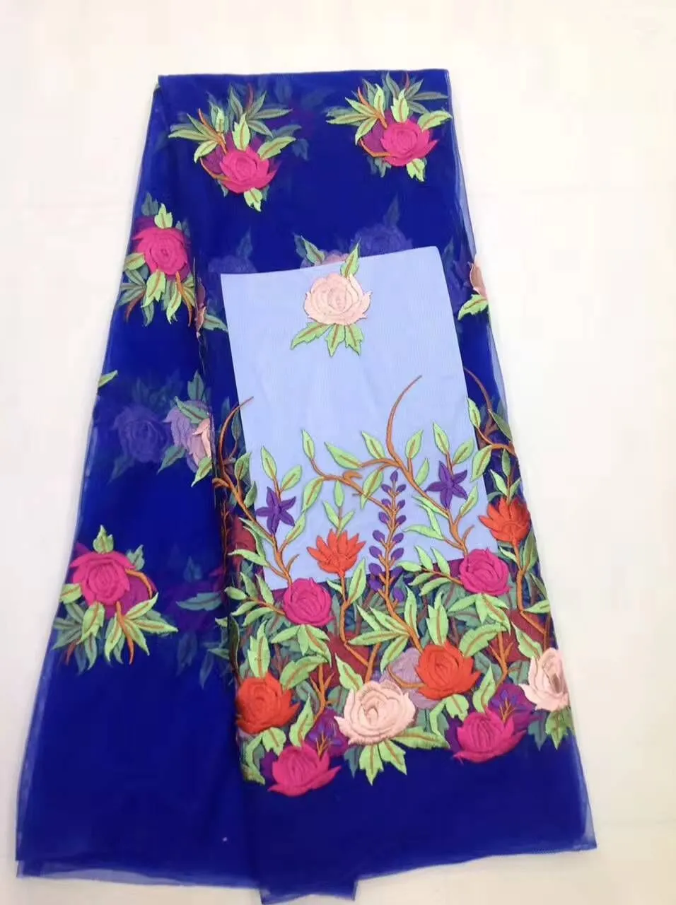 5 ярдов/ПК самые модные королевский синий французский чистая кружевной ткани и красивый цветок дизайн африканский сетки кружева для партии платье LJ5-3