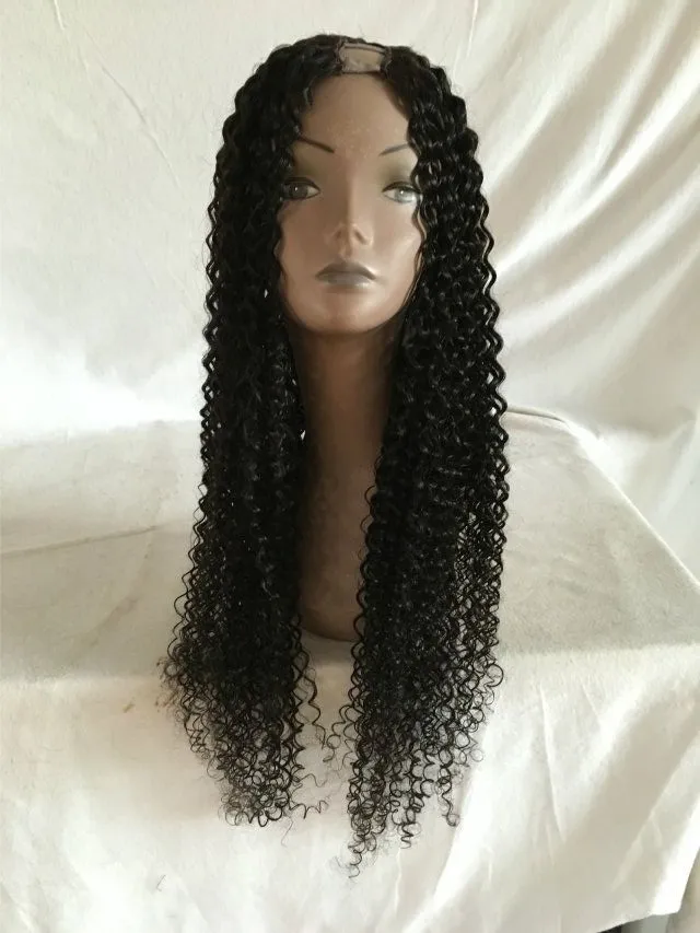 Kinky Curly Human Hair Wig Mongolian U Part Wig Middle/Right/Left Side