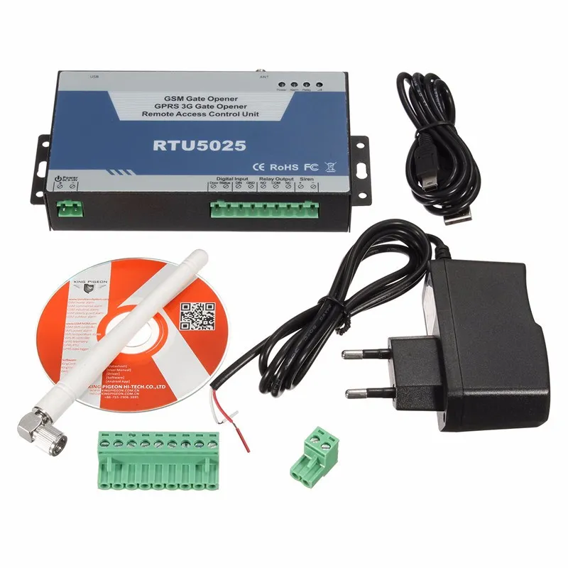 Freeshipping GSM Portão Abridor GPRS 3G Abridor de Porta (RTU5025) Unidade de Controle de Acesso Remoto 999 usuários abrir Portão / Barreira / Obturador / Portão de Garagem