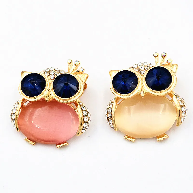 Lady Fashion Blue Owl Eye Moda Spilla Opal gufo Pin Spilla Sciarpa spiedo Donne spiedo pin fibbia bella Pins