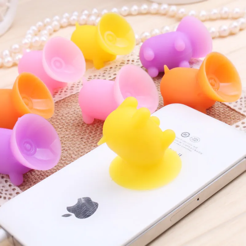 300pcs/lot Pure Silica Gel Multi Color Pig Sucker Stand Holder for Car Mobile for Iphone 8 7 6 5 Phone Accessory Free Shipping