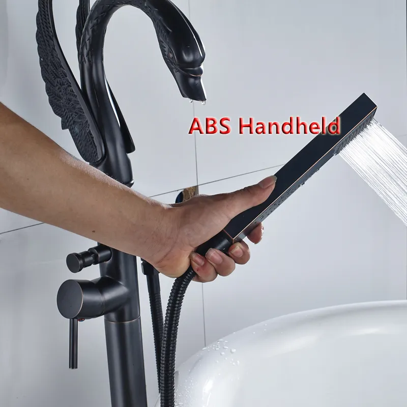 standing Bathroom Black Bathtub Faucet Handheld Shower Single Handle Tub Mixer Taps1893071
