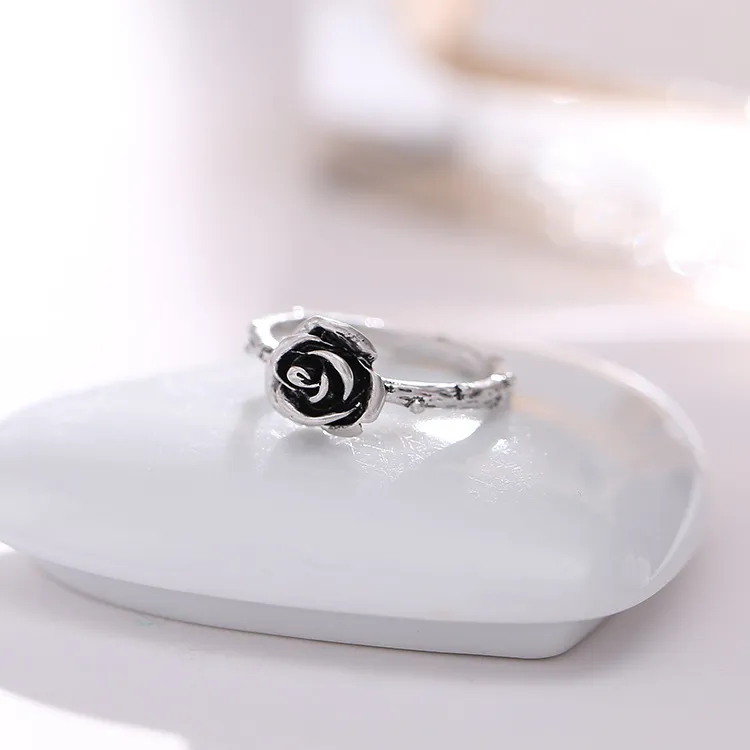 fashion 925 silve accessories unique rose Thailand sterling silver retro rings compatible with Pandora Charm Jewelry for women