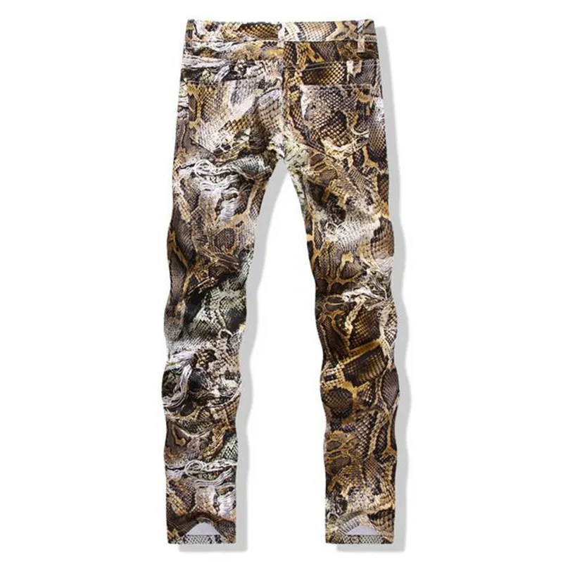 Whole-Mode 2016 Neue Ankunft Männer Jeans Schlank Painted Snakeskin Print 3D Hosen Dünne Denim Hosen Masculina2398