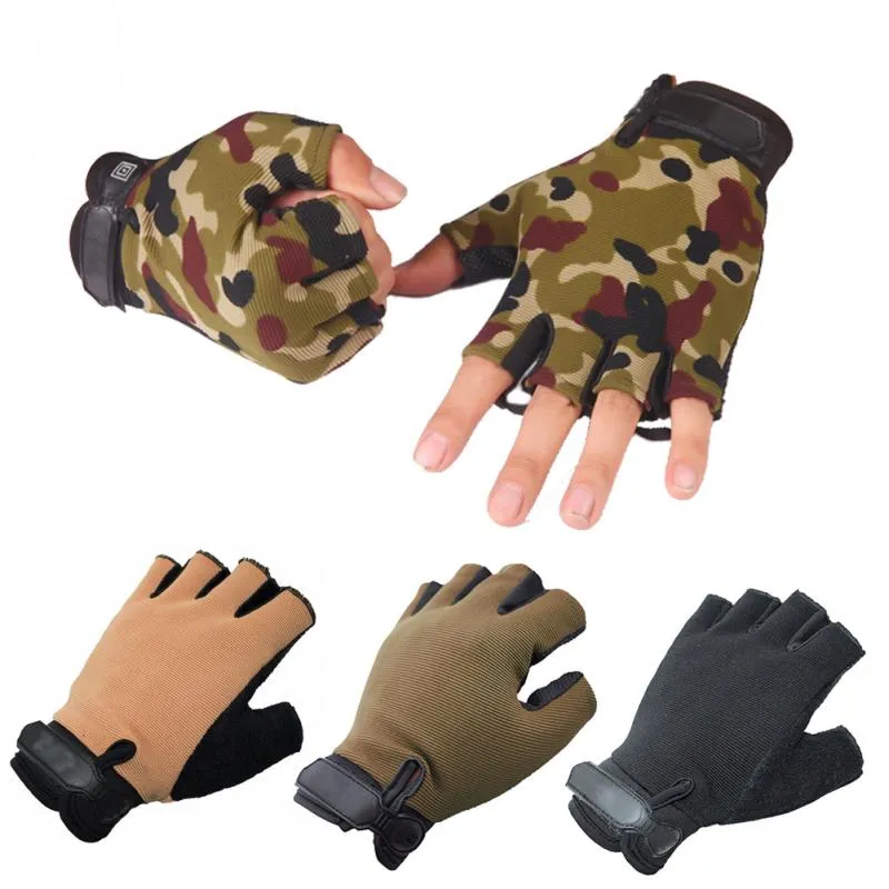 Partihandel-1 Par Körning Taktisk övning Halvfinger Fitnesshandskar Sport Fingerless Microfiber MensWomens Handskar