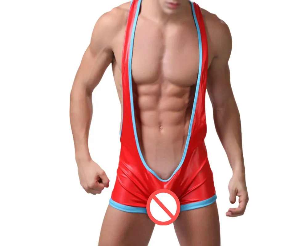 Men Sexy Suspender Shorts Open Back Leotard Mankini Stretch Bodysuit Singlet Wrestling Wear Lingerie Exotic Underwear