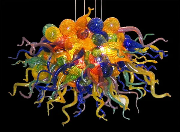 Geweldige stijlvolle art deco hanglamp hot koop multi gekleurde geblazen glazen hedendaagse kroonluchters Sale LR029