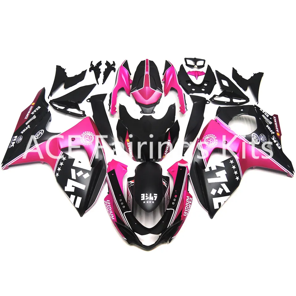 3 Gåva Ny för SUZUKI GSXR1000 GSX-R1000 09 10 11 12 13 14 År K9 ABS Plast Motorcykel Fairing Kit Bodywork Black Pink V37