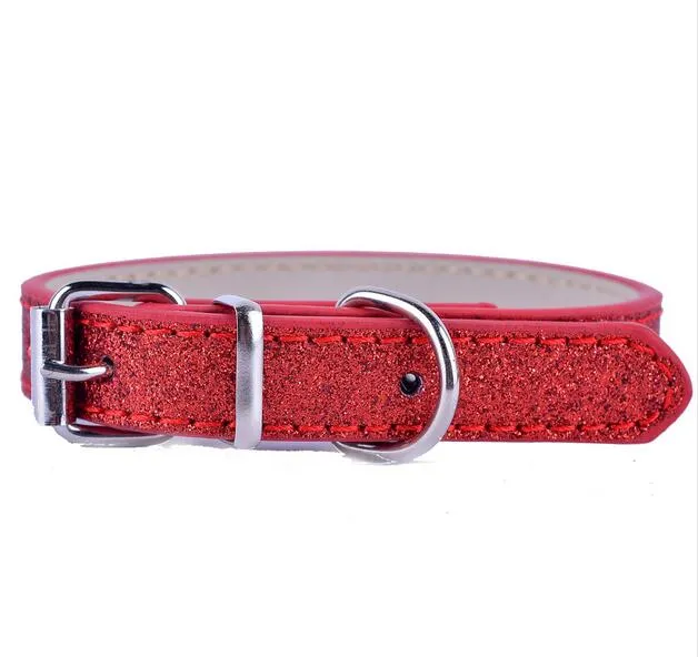 Collari gatti cani in pelle Pu Collare con fibbia regolabile cani di piccola taglia Rosa Rosso Oro Blu Colori Cuccioli animali G482