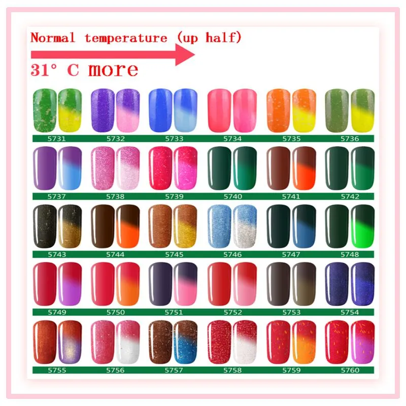 Mei-charme 60 cores cor muda de gel prego 15ml Nail Polish como a temperatura mudou / DHL