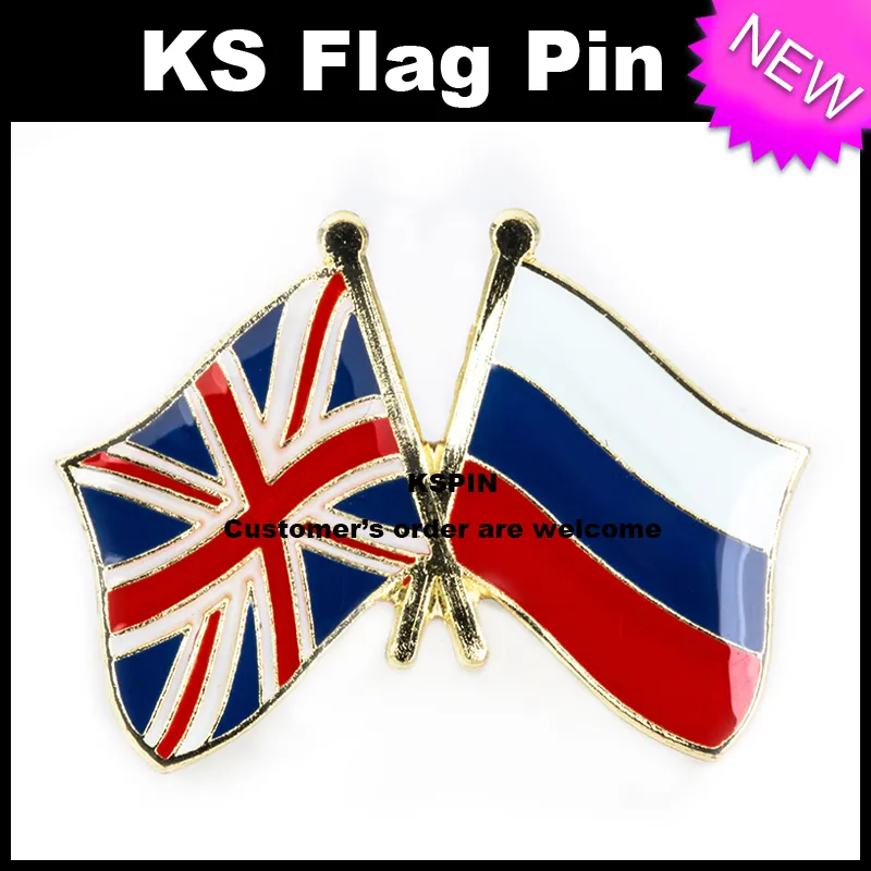 Pin 10pcs della bandierina del distintivo della bandierina di amicizia del Jack Russia del Regno Unito molto trasporto libero 0003