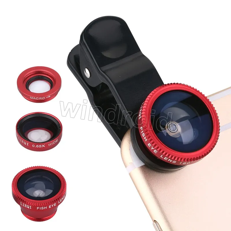 3 in 1 Universele Clip Camera Mobiele Telefoon Lens Fish Eye + Macro + Groothoek voor iPhone 7 Samsung Galaxy S8 HTC Huawei Alle Phones Fisheye