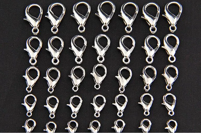 10 mm21 mm Odkrycia biżuterii Stop Silver Silver Rhodium Hombster Hooks dla naszyjnika Bransoletki Chain7842722