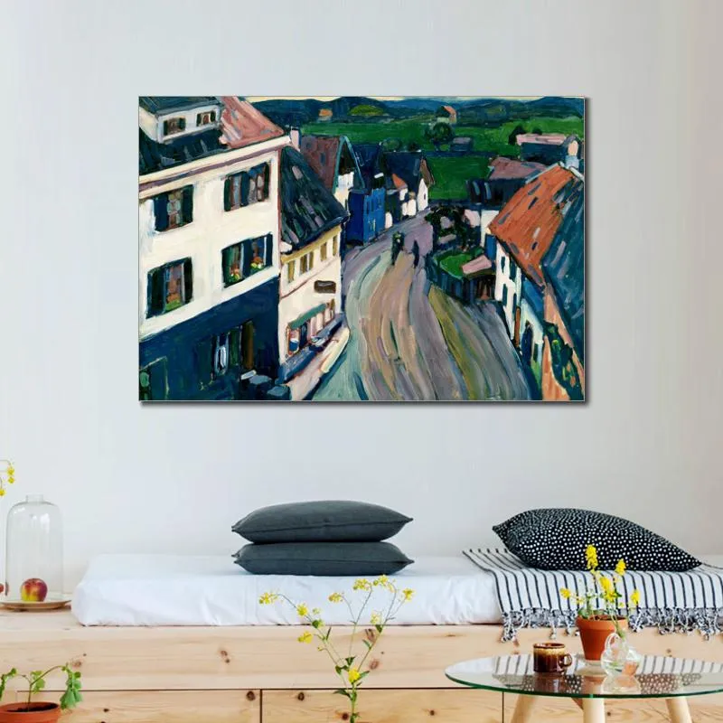 High Quality Wassily Kandinsky Paintings Murnau View from the Griesbrau Window Reproduction Canvas Art Hand Painted Home Decor