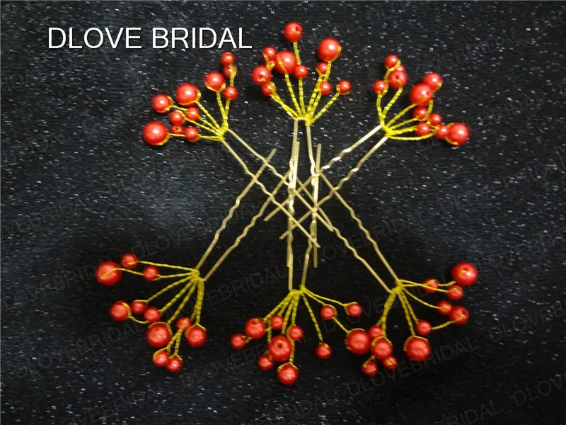 Prawdziwy Pocze czerwono Pearl Hair Pin romantyczny wysokiej jakości Perła Biała Bridal Wedding Hair Akcesoria dla akcesoriów ślubnych HEDPIETA 7215991