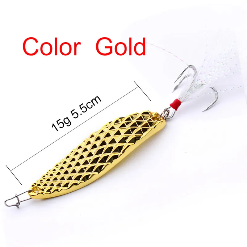 Hot Athificial Metal Spoon Fiske Baits 5g 10g 15g 20g Silver / Guld Spinnerbaits Vib Blades Lure Spinner Bait