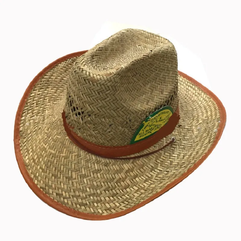 Chapeau de cowboy en paille pour homme et femme - Style western classique à large bord - Protection UV - Pliable - Chapeau de plage, gris, taille unique