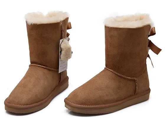 Bottes de neige d'hiver pour femmes, bottes de styliste avec nœud papillon, chaussures courtes à nœud chaud de noël, taille 36 à 41 pour dames