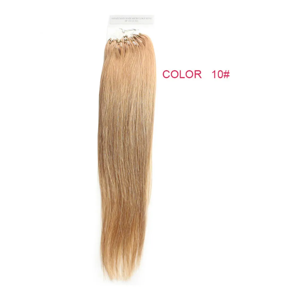 Venda quente Micro Loop extensão do cabelo preto Brasileiro cabelo liso De Seda 1g / strand 100 pçs / lote # 16 # 10 # 18 # 27 Extensões de cabelo humano