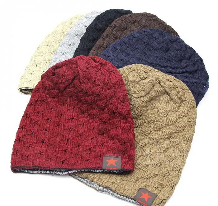 Winter Warm Nieuwe Mode Mannen Schedel Chunky Vrouwen Gebreide Muts Omkeerbare Baggy Cap Warme Unisex Hoed b275