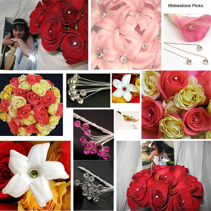 /pack Rhinestone Picks Wedding Prom Bride Corsage Bouquet Accessories