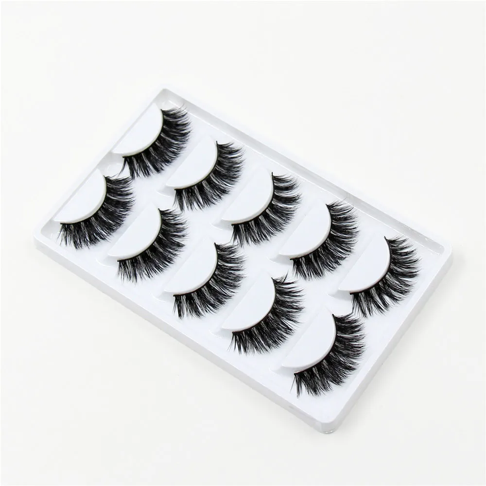 3D vison faux cils es Extension naturelle longue croix épais vison cils faits à la main K014552428