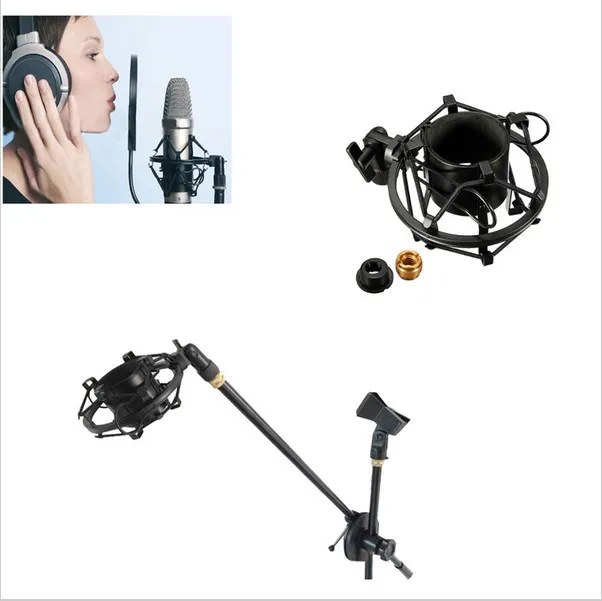 Professionell Metal Mic Microphone Shock Mount Clip Holder Stand med Nut Radio Studio Sound Recording Bracket High Quality8363669