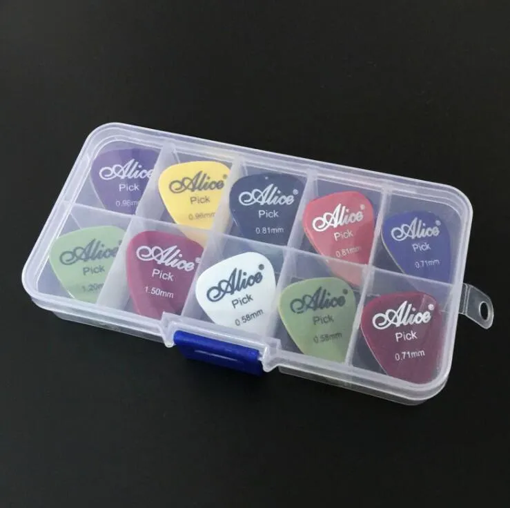 40 Gitarr Picks 1 Box Case Alice Acustic Electric Bass Pic Plectrum Mediator Guitarra Musikinstrument Tjocklek Mix 0.58-1.5