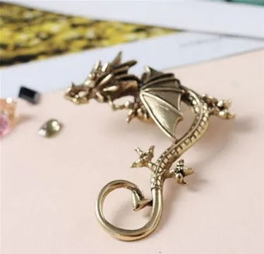 Boucles d'oreilles gothiques Dragon unisexe, argent Antique/cuivre Antique, Clips en os pour une seule oreille, Punk, Piercing, bijoux à la mode pour femmes