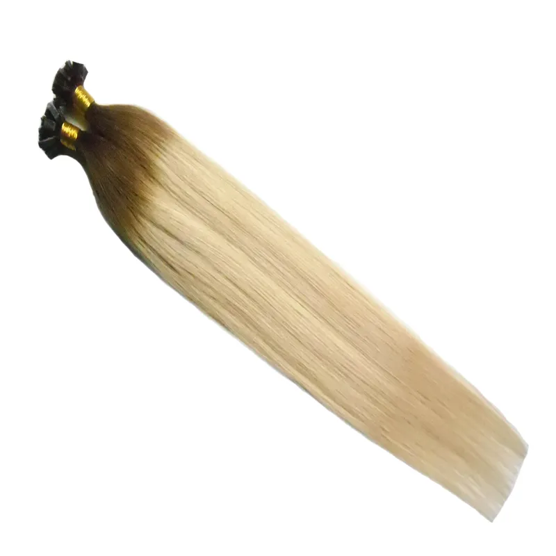 T4 / 613 100g Blond Fusion Hair Extensions Ombre håret för att öka kapseln Pre Bonded Flat-tip 100s 4b 4c Ombre Mänskligt Hår