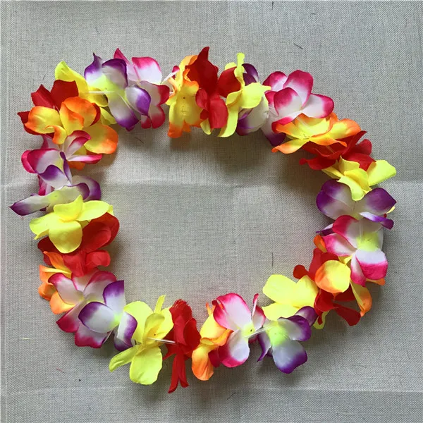 10Opcs Colourful Artificial Hawaiian Flower Leis Wedding Party Decoration Flower Necklace Garland