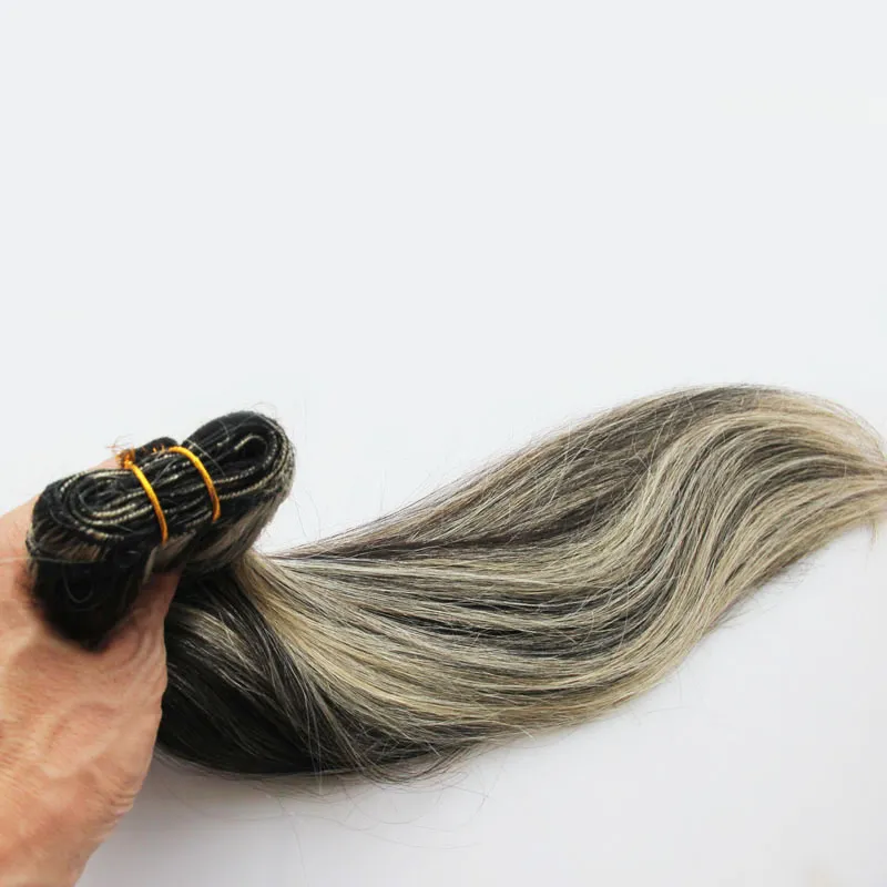 Fasci di estensioni dei capelli lisci dei capelli vergini peruviani 100 g di estensioni dei capelli umani tessere 1 PZ 1B / E PIANO