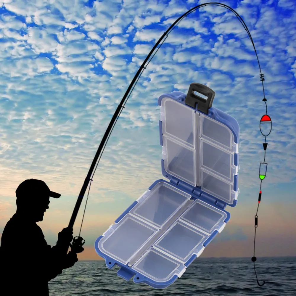 HS-003 New 10 Compartments Storage Case Fly Fishing Lure Spoon Hook Bait Tackle Case Box Fishing Accessories Tools Wholesale