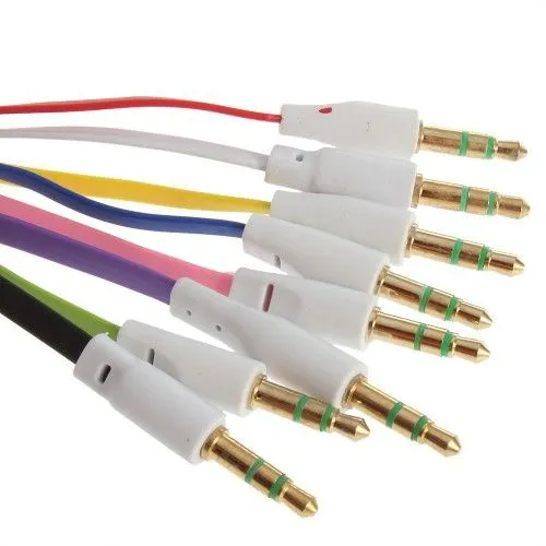 10X Multi-color Noodle AUX Stereo Audio Cable Male to Male for iPhone Samsung HTC 