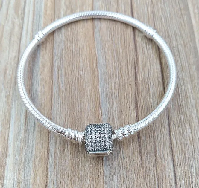 Charm-Armbänder, authentisches 925er-Sterlingsilber-Silberarmband mit klarem Zirkonia, passend für europäische Pandora-Schmuck-Charm-Perlen