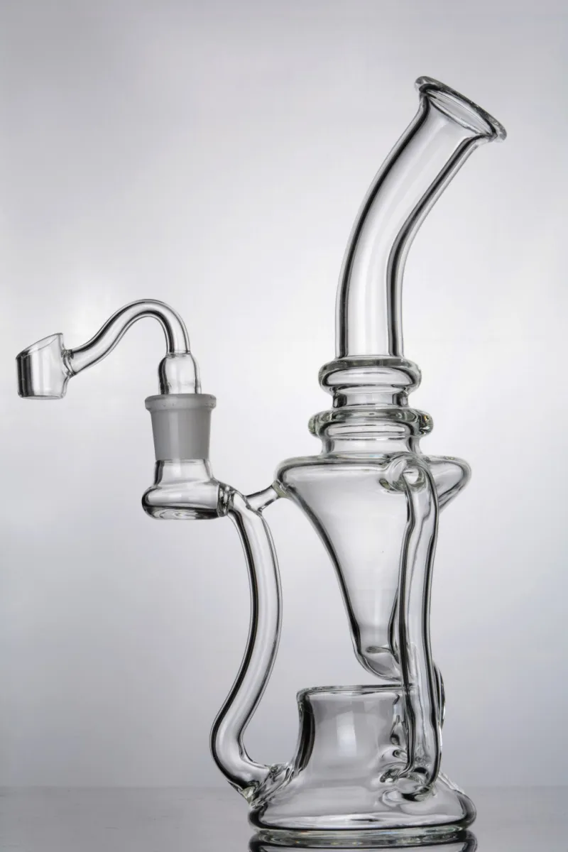 Gloednieuwe Shisha Glass Bongs Hookahs met Tornado en Cycloon Recycler PERC Glas Waterleidingen 18 mm Joint