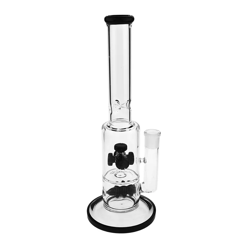 Newest heavy sheet glass water pipe glass water bongs percolator 18mm female joint black color(ES-GB-101)