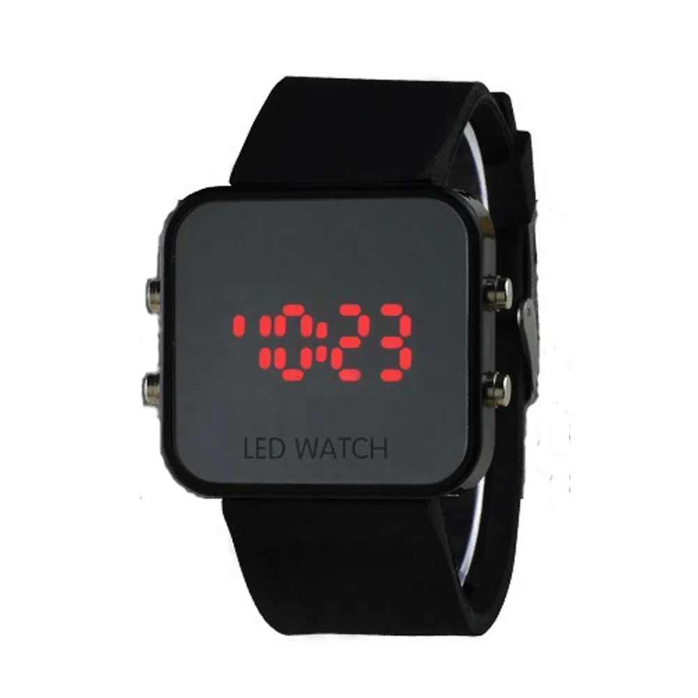 Square plastic shell, LED watch, fashion, hot stock, , LED, mirror, watch wholesale