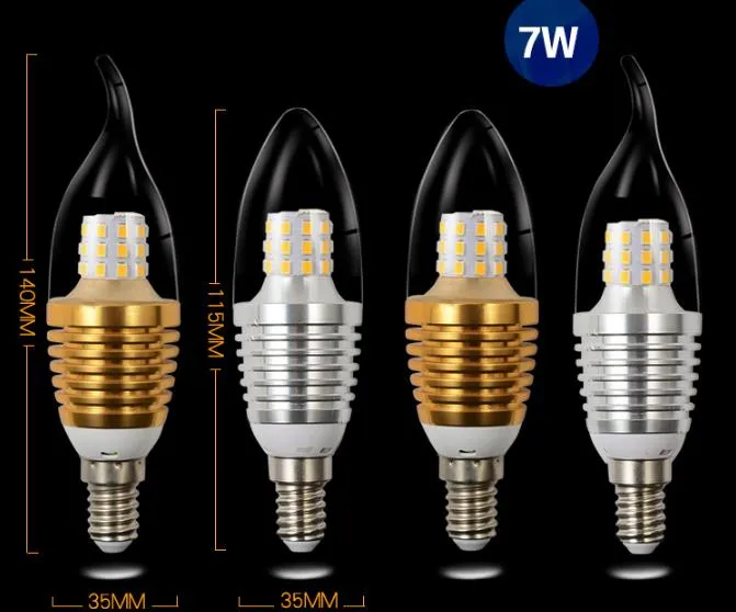 white E12 E27 E14 Flame High Power LED Chandelier Candle Light Filament Bulb Lamp led light