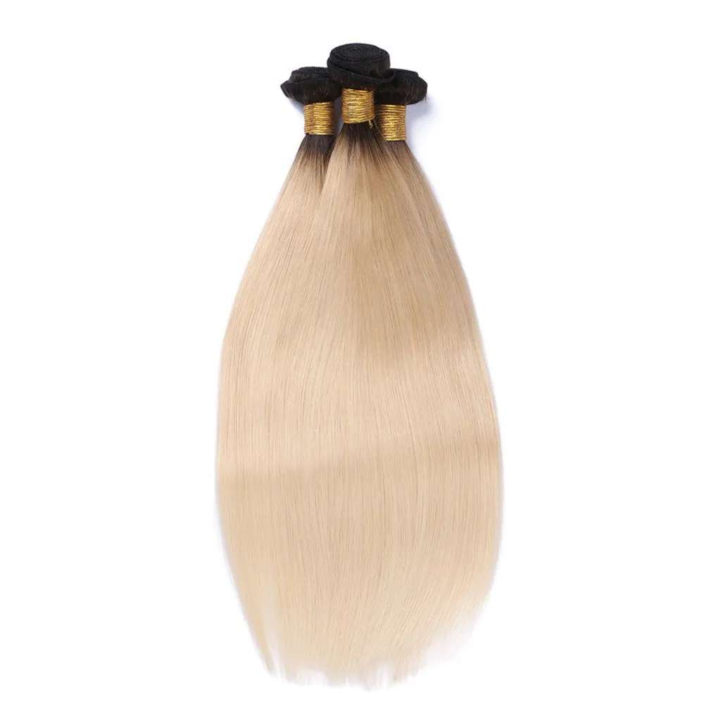 9a Undercess Dwa ton 1B 613 Ombre Brazylian Virgin Human Hair Weves z zamknięciem Frontal Prosto Blond Ombre Contain z 4117048