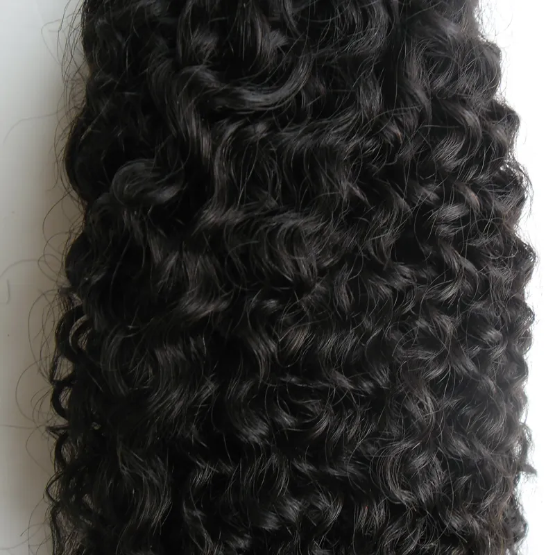 Mongol kinky curly cabelo Cor Natural I Ponta Extensões de Cabelo Extensão de cabelo Humano queratina 100g2967886