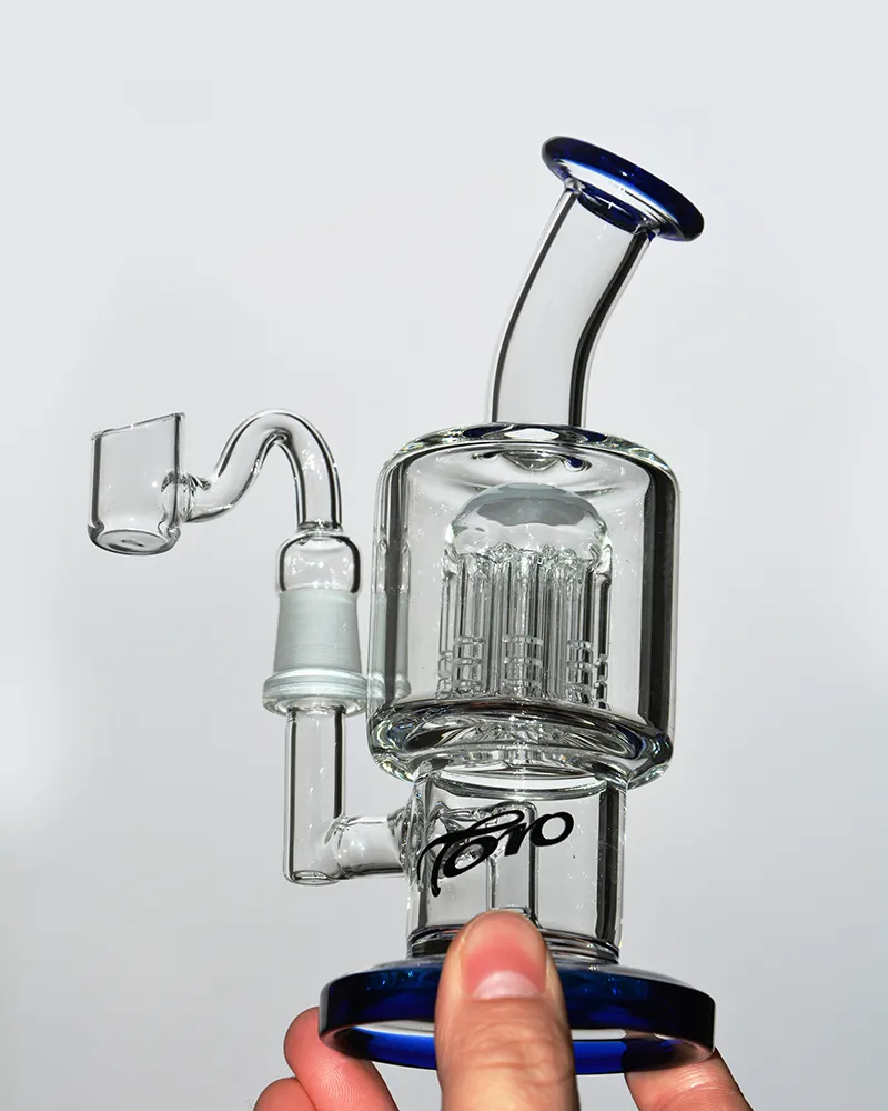 Dab 2017 Thick Bong Recycler Blue Glass Bongs Arm Tree Perc Water Pipe Oil Rigs with banger 14 mm joint