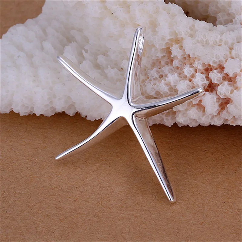 10 stks / partij Gratis Verzending 925 Sterling Verzilverd Giant Starfish Hanger LKNSPCP027